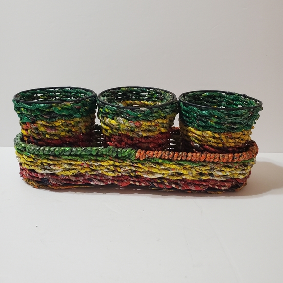 Recycled Bag Planters Handmeade in India from Recycled Bags Multi-colored - Picture 2 of 15